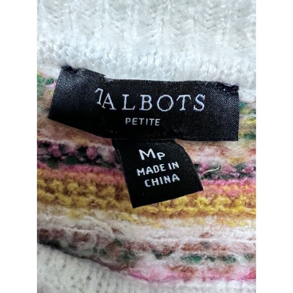 Talbots fair isle sweater Mock Neck Medium P Retro Ski Soft Fuzzy Cozy Preppy - Picture 7 of 12